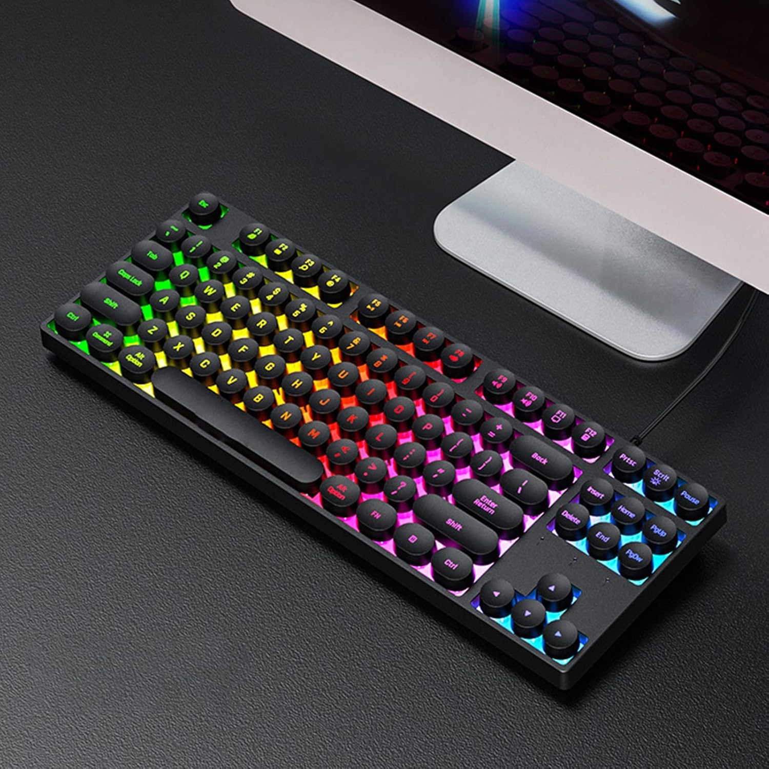 Tastatura Jertech 60%, Ergonomica, RGB, Negru, Gaming