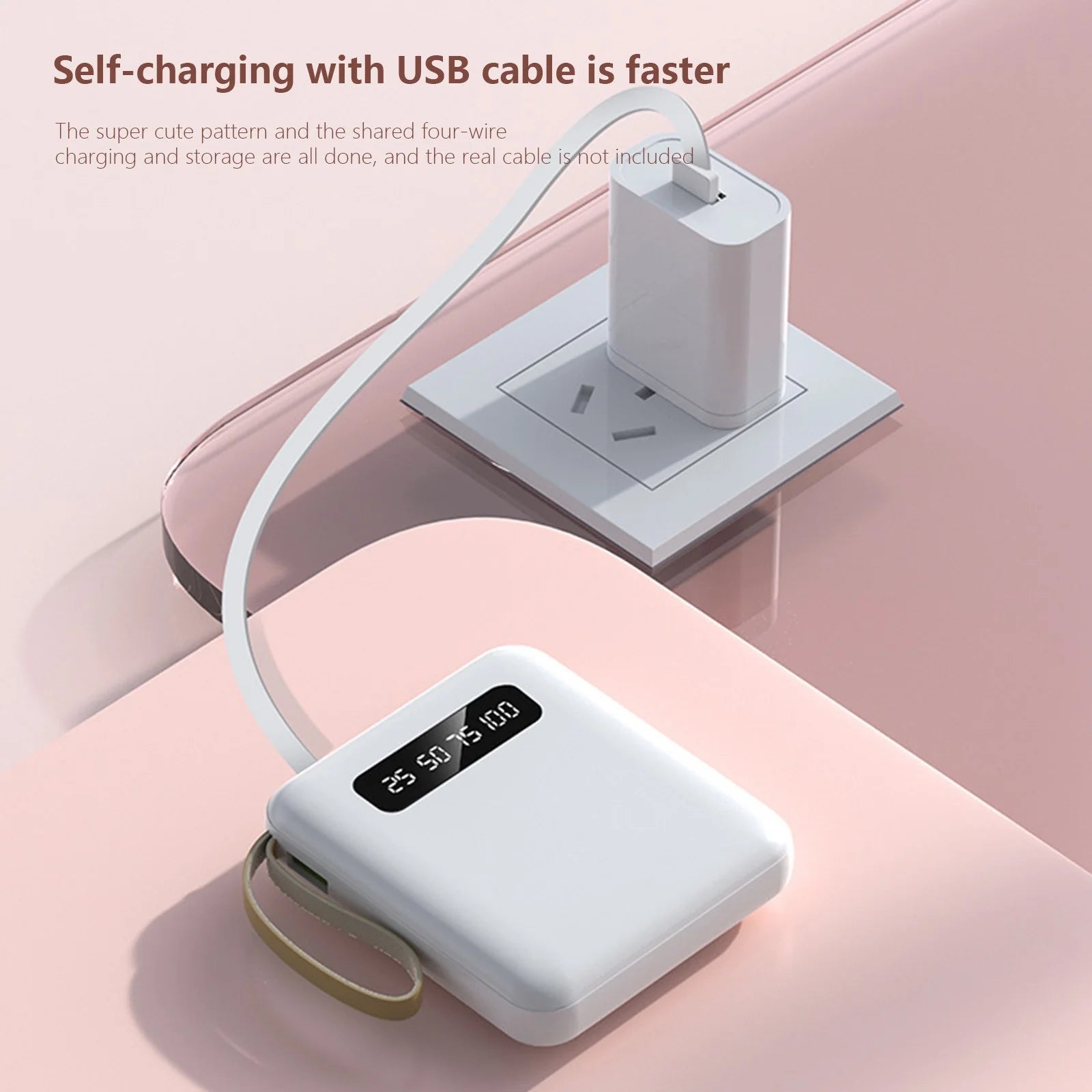 Baterie externa 20000mAh Fast Charge USB, USB-C, Lightning, Micro-USB Alb