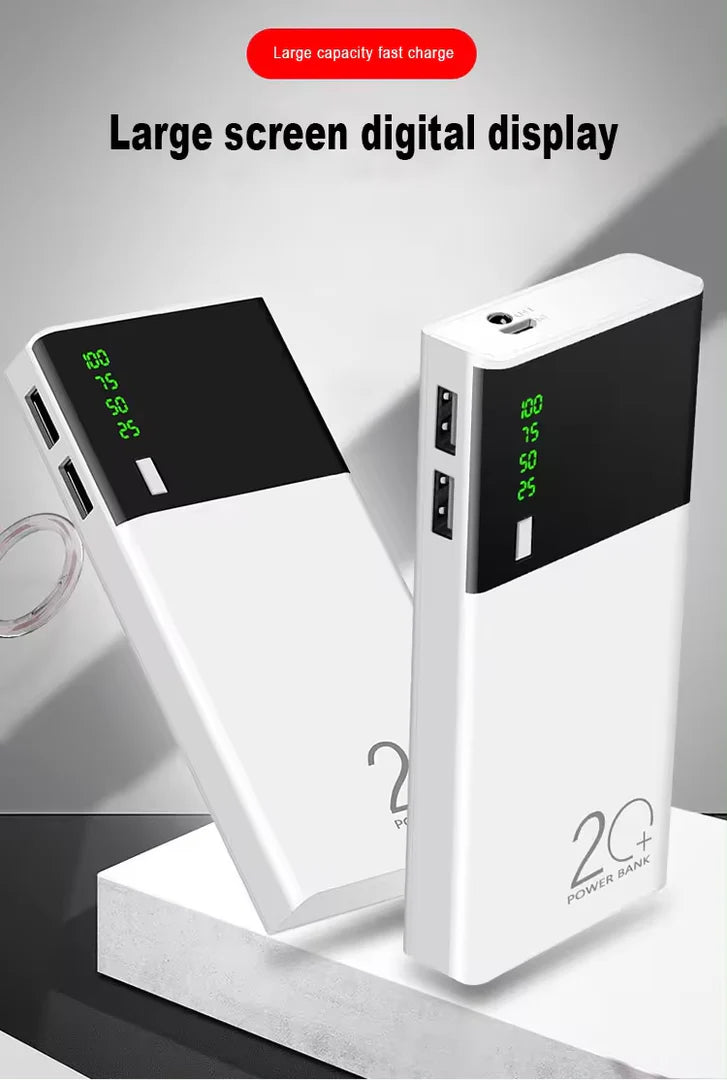 Baterie externa 20000mAh Fast Charge cu 2 porturi USB Alb