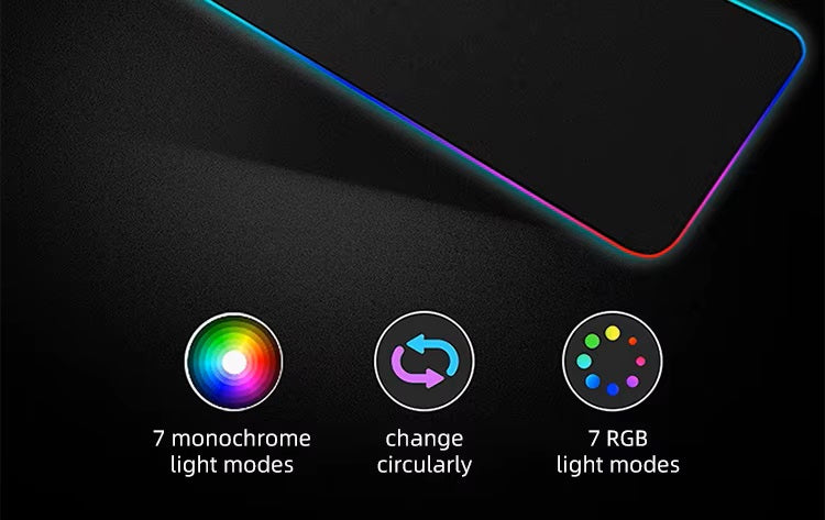 Mousepad pentru Gaming Iluminat RGB 800x300x4mm, Negru, 14 Moduri de Iluminare, rotire sens