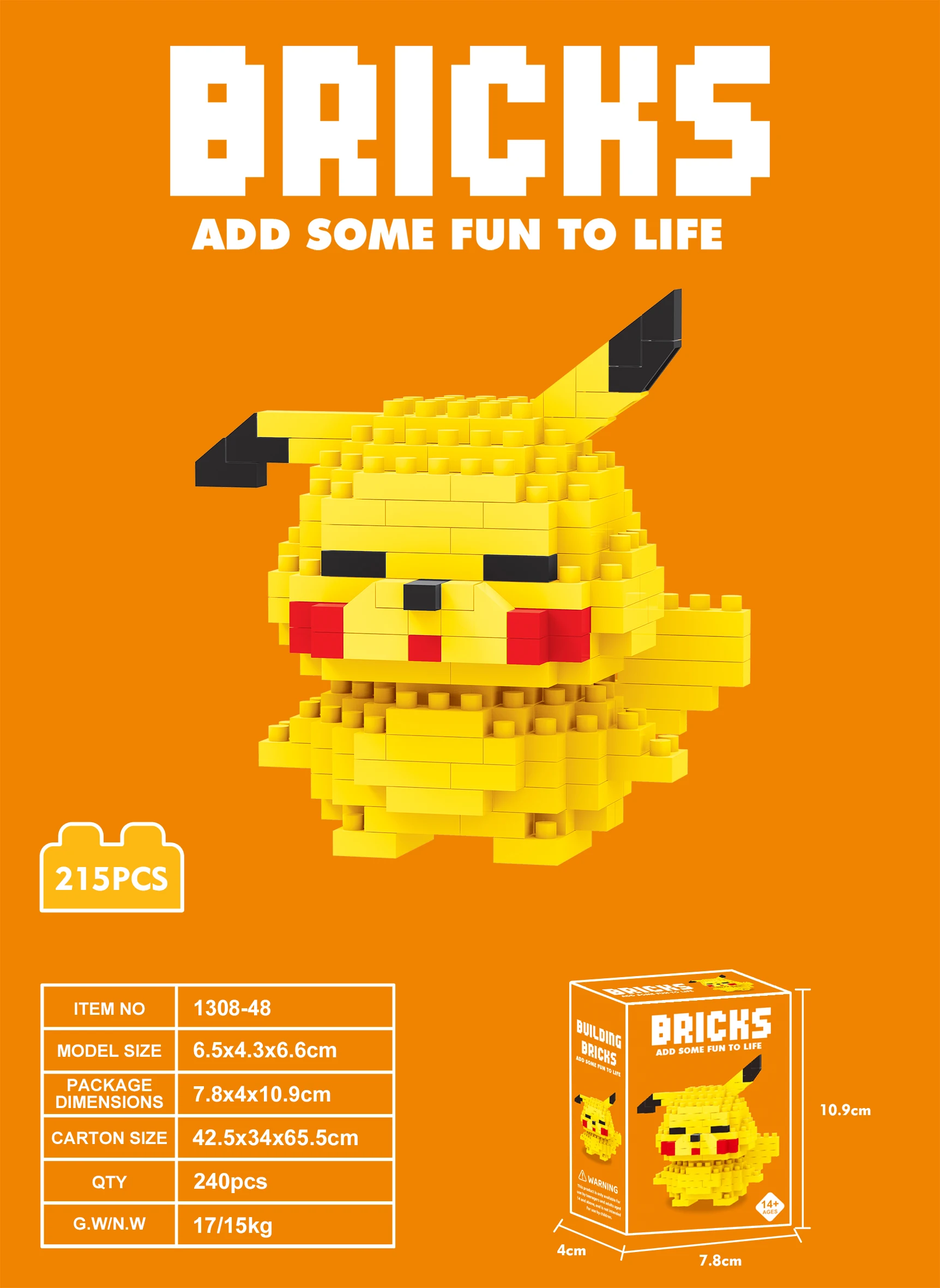 Set constructie 215 Piese Minifigurina Pikachu