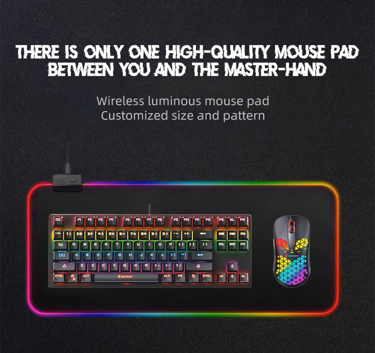 Mousepad pentru Gaming Iluminat RGB 800x300x4mm, Negru, 14 Moduri de Iluminare, rotire sens