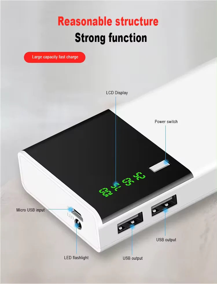 Baterie externa 20000mAh Fast Charge cu 2 porturi USB Alb