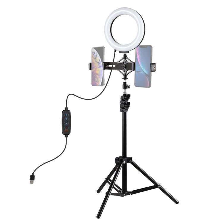 Lampa circulara, Ring Light, trepied 1.1m cu adaptor pentru 2 telefoane, lumina calda - rece, 10 trepte intensitate