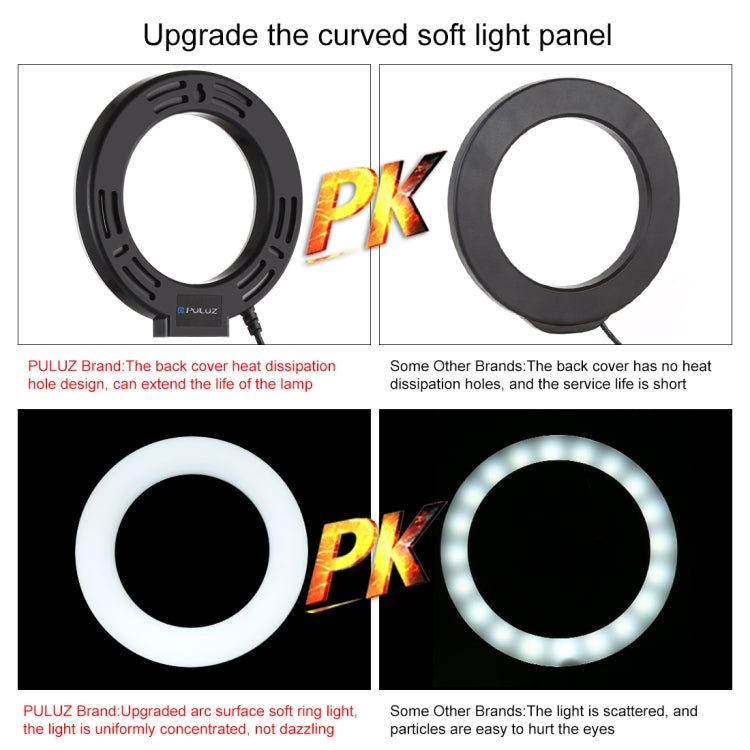 Lampa circulara, Ring Light, trepied 1.1m cu adaptor pentru 2 telefoane, lumina calda - rece, 10 trepte intensitate