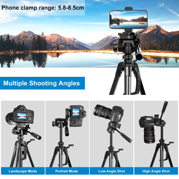 Trepied FOTO Telefon Camera Video 55-140 cm, Aluminiu, Rotire 360, Anti-Alunecare