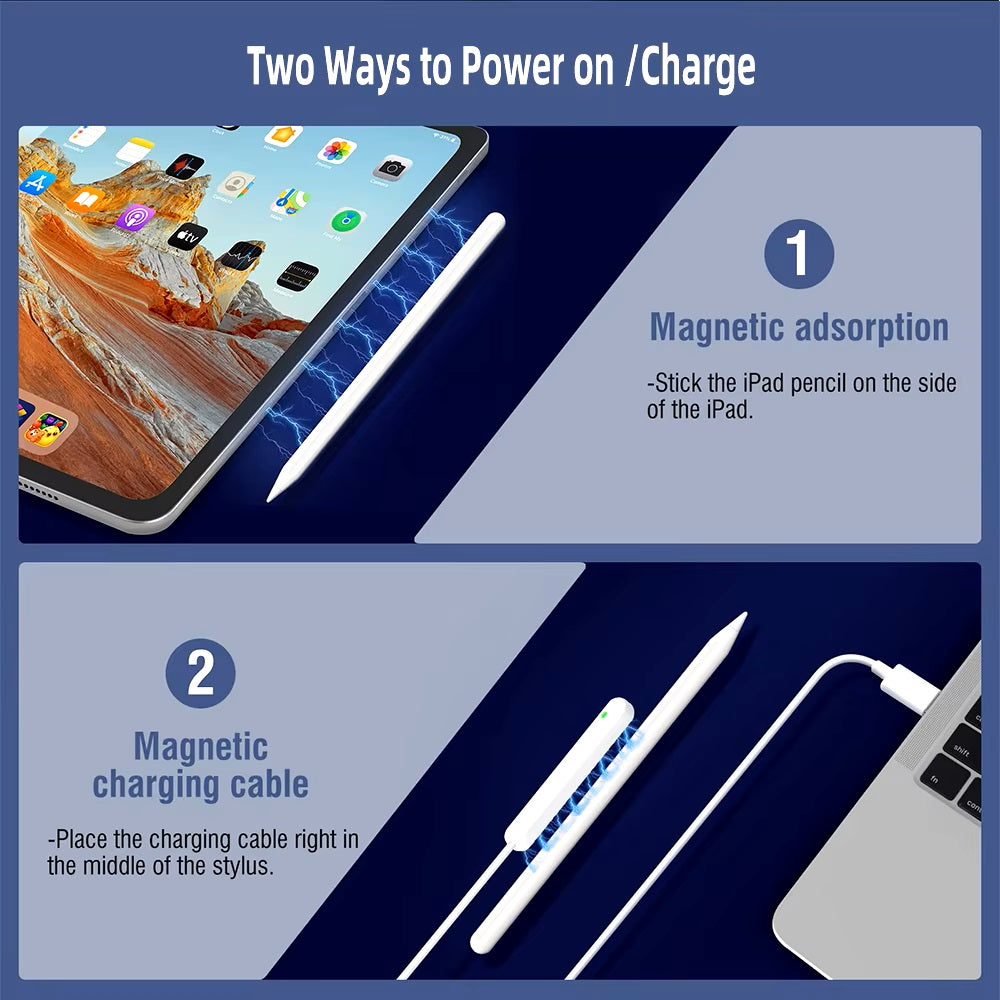 Stylus iPad Pen, Pix pentru tableta iPad Apple 2018-2024, Profesional, Penite anti-zgarieturi, functie Palm Rejection, Tilt, Lag-Free, Magnetic