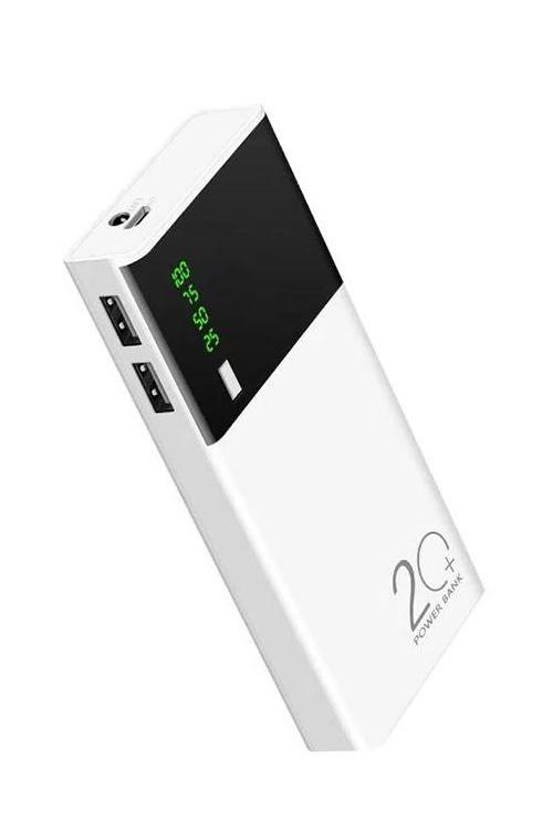 Baterie externa 20000mAh Fast Charge cu 2 porturi USB Alb