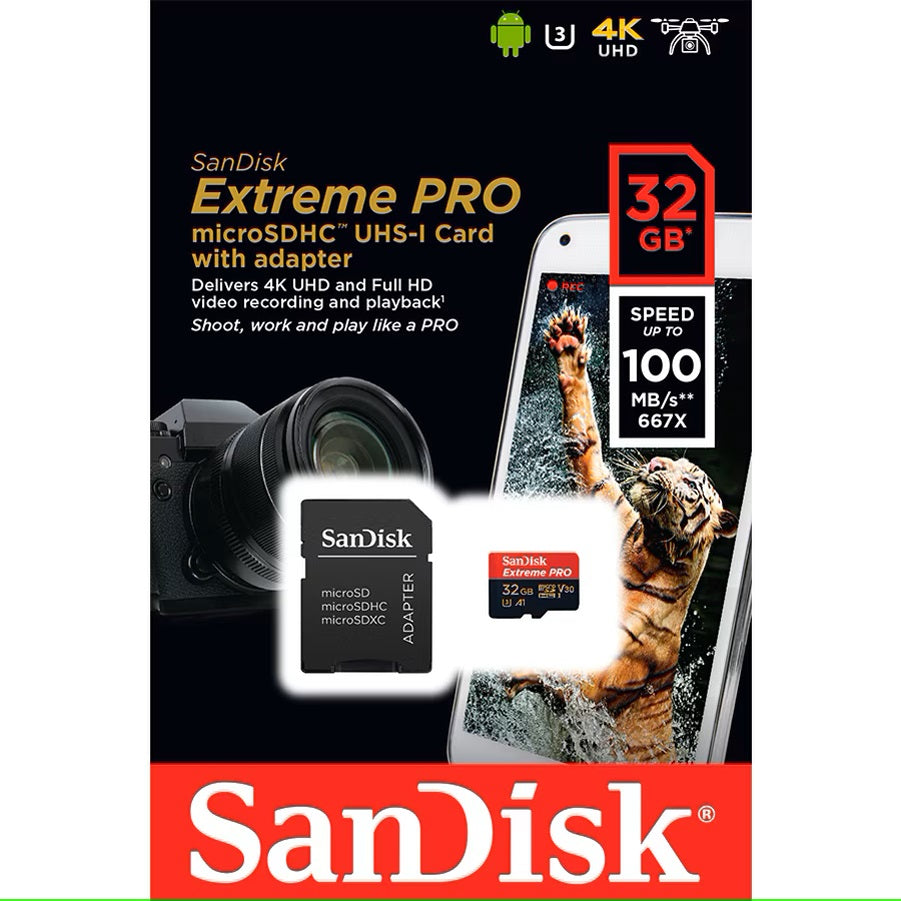 Card de memorie Sandisk microSDXC Extreme Pro, 32 GB, UHS-I, cu adaptor